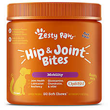 Zesty Paws Dog Hip & Joint Supplement with Glucosamine & Chondroitin, Duck Flavor Soft Chews, 90 Ct