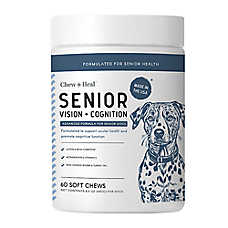 Chew + Heal Senior Dog Advanced Vision & Cognition Supplement Soft Chews, Made in USA, 60ct, 120ct