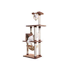 Armarkat 70-in Hammock, Rope Swing & Tunnel Real Wood Cat Tree, Tan