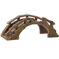 Top Fin? Asian Wooden Bridge Aquarium Ornament - Fish Tank Decor