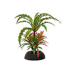 Top Fin? Artificial Mini Palm Aquarium Plant Green/Red Fish Tank Decor - 4 in