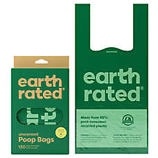 Earth Rated Unscented Easy-Tie Leakproof Dog Poop Bags with Handles, 130 Count