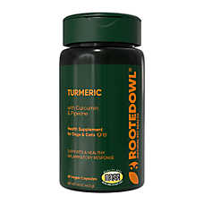 Rooted Owl Dog & Cat Natural Turmeric Vegan Capsules Vitamin Supplement with Black Pepper, 60 Count