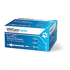 UltiCare Vet Rx U-40 Insulin Syringes with Half Unit Markings, 12.7mm x 29.G 0.5-cc, 100 Ct Box