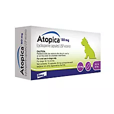 Atopica (Cyclosporine Modified) Capsules for Dogs, 16.1-33 lbs, 50 mg, 15 Count
