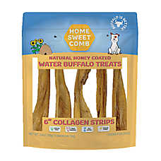 Home Sweet Comb, Natural Honey Coated, Water Buffalo Collagen Strips Dog Chews - 5 ct. 6"