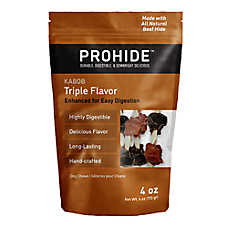 ProHide Highly Digestible Raw Hide Dog Chews - Triple Flavored Kabobs