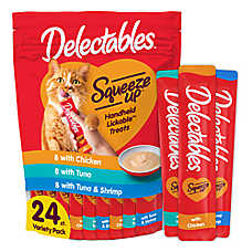 Hartz Delectables&trade; Squeeze Up? Lickable Cat Treat - Chicken, Tuna, & Shrimp Variety Pack, 24 C