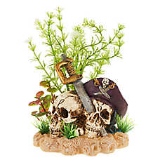 Top Fin? Treasure Skull with Plant Combo Aquarium Ornament - Fish Tank Decor - Small