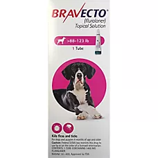 Bravecto Topical for Dogs, 88-123 lbs (Pink Box), 1 Dose, 12-Week Supply