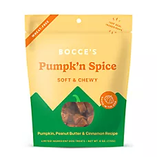 Bocce's Bakery Pumpk'n Spice, Soft & Chewy Dog Treats - Pumpkin, Peanut Butter & Cinnamon Flavor 6oz