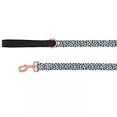 Top Paw庐 Cheetah Print Dog Leash, Mint & Black Dog Leash, Walking Dog Leash, Neoprene Handle, 4'