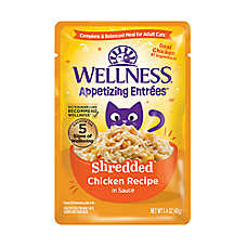 Wellness? Appetizing Entrees Adult Cat Wet Food - Grain Free, Shredded in Sauce, 1.4 Oz