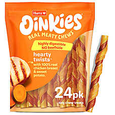 Hartz Oinkies Hearty Twists Rawhide-Free All Life Stages Dog Chew - Chicken & Sweet Potato 24 ct