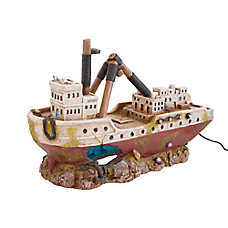 Top Fin? Shipwreck Aquarium Decoration - Fish Tank Decor - Large