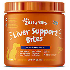 Zesty Paws Dog Soft Chew Liver Support Bites, Liver Health, Includes BioPerine, Chicken Flavor, 90ct