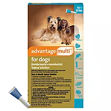 Advantage Multi Topical Solution for Dogs, 9.1-20 lbs (Teal), 1 or 6 Month Supply
