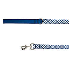 Top Paw? Blue Plaid Dog Leash, Blue & White Dog Leash, Walking Dog Leash, 4' Long