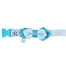 Top Paw? Prince Dog Collar, Blue Dog Collar, Bow, Charm, Adjustable, Multiple Sizes