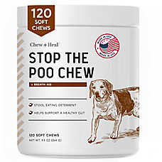 Chew + Heal Dog Stop The Poo Soft Chew Coprophagia & Digestive Supplement, Breath Aid, 120 Count