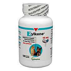 Vetoquinol Zylkene Small Dogs & Cats 75-mg Capsules, Calming Supplement, 30 Count