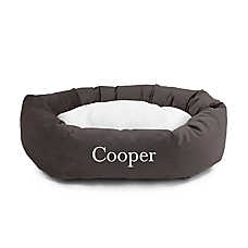 Majestic Pet Personalized Velvet Sherpa Bagel Cat & Dog Bed