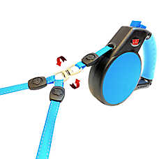 Wigzi Dual Doggie Gel Handle Retractable Dog Leash with Coupler: 18-ft long