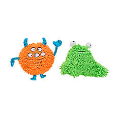 Thrills & Chills&trade; Halloween Plush Monster Orange Green  Dog Toy 2-Pack