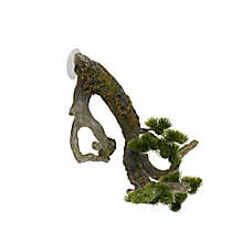 Top Fin? Suction Zen Branch With Greenery Aquarium Ornament - Fish Tank Decor - Medium