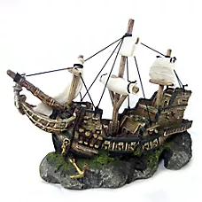 Top Fin® Ship & Sail Bubbler Aquarium Ornament - Fish Tank Decor, Aeration Decor - Large