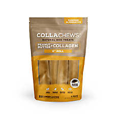 Collachews&trade; Beef + Collagen Rawhide Free 6" Roll Dog Treat - Peanut Butter, 4 Count