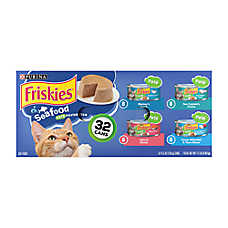 Friskies? Adult Cat Wet Food - Variety Pack, Seafood Pate Favorites, 32 CT, 176 OZ