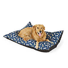 Top Paw Navy Bone Print Pillow Bed, Small/Medium, Large/X Large