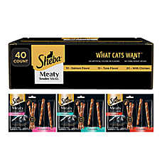 Sheba? Meaty Sticks Adult Cat Treats - Chicken, Tuna, and Salmon Variety Pack, 40 Count, 5.68 Oz