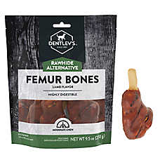 Dentley's Rawhide Alternative Femur Bones Lamb Flavor 6 Count 9.5 OZ