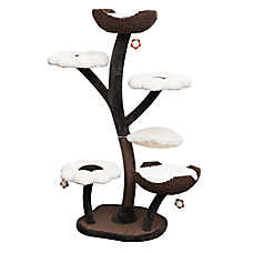 PetPals Lg Multi-Level Flower Cat Tree and Scratching Post, Soft Bed and Dangling Balls