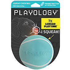 Playology Squeaky Chew Ball Scented Dog Toy Peanut Butter, XL