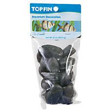 Top Fin? River Rock Aquarium D��cor - Black - Fish Tank Decor, Aquarium Stones - 16 oz