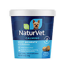 NaturVet Quiet Moments Dog Calming Aid Plus Melatonin Soft Chew Supplement, Bacon & Cheese, 70 CT