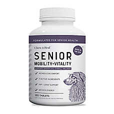 Chew + Heal Dog Senior Advanced Mobility + Vitality Hip & Joint Supplement, Tablets, 120 Count