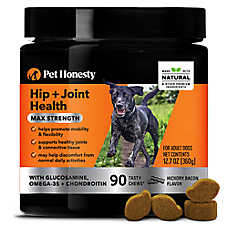 Pet Honesty Dog Max Strength Hip & Joint Supplement with Glucosamine, Bacon Flavor Soft Chews, 90 Ct
