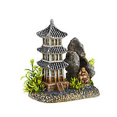 Top Fin? Asian Pagoda with Buddha Aquarium Ornament - Fish Tank Decor