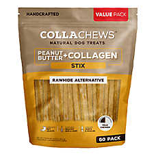 Collachews Adult Dog Chews - Peanut Butter Sticks 60 ct