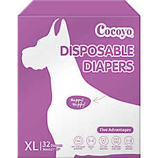 Cocoyo Disposable Female Dog Diapers W/ Leak-Proof Protection & Wellness Indicator, X-Large- 32 Ct