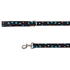 Top Paw? Dog Leash, Walking Dog Leash, Small, Medium, Large Dog, Paw Prints, Black, 4' Long