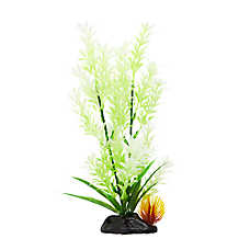 Top Fin? Artificial Neon Green & White Aquarium Plant - Fish Tank Plant Decor - 12 in