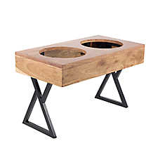 Top Paw? Adjustable Double Elevated Dog Bowl Feeder, Wood, Two 50 OZ Bowls, 3.2 "/8.6 "/12.5"