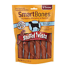SmartBones Stuffed Twistz Dog Chews - Pork, 6 Count