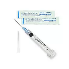 Nipro Luer Lock Syringes with 22G x 1" Needles - 3 mL - 10 or 100 Syringes