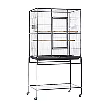 Prevue Pet Products Powder-Coated Steel Flight Bird Cage with Stand Black Hammertone